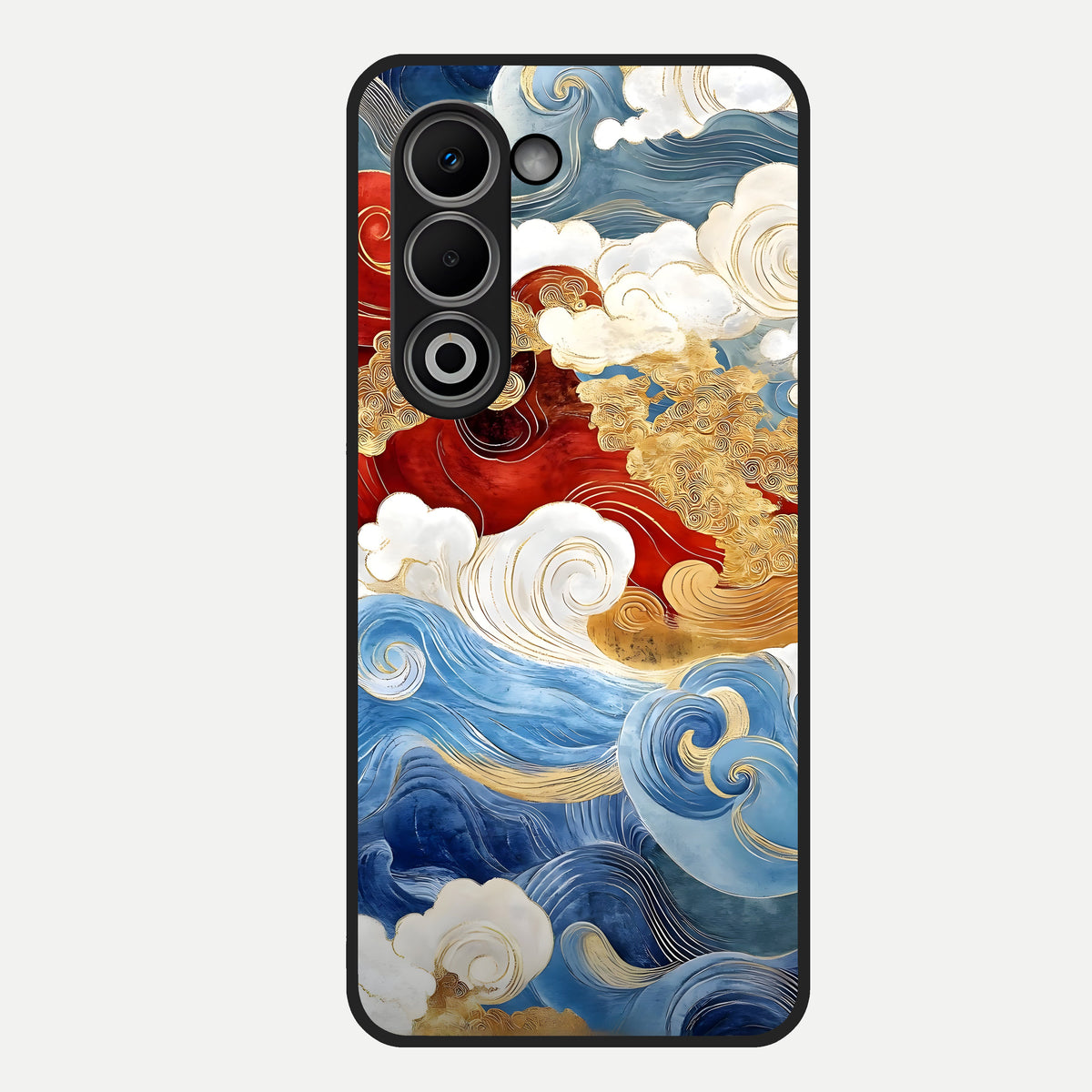  Colored Waves Glass Case For Oppo A5 5G back cover – full design glossy printed glass finish