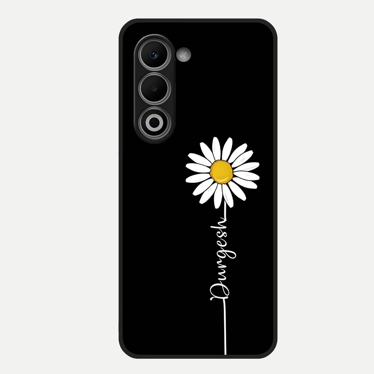  Custom Name White Flower Glass Case For Oppo A5 5G back cover – full design glossy printed glass finish