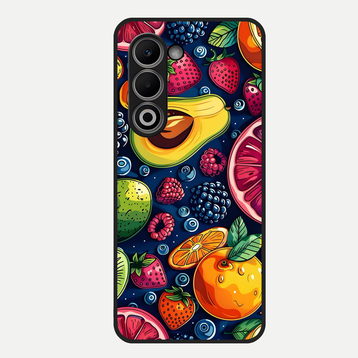  Cute Fruits Art Glass Case For Oppo A5 5G back cover – full design glossy printed glass finish