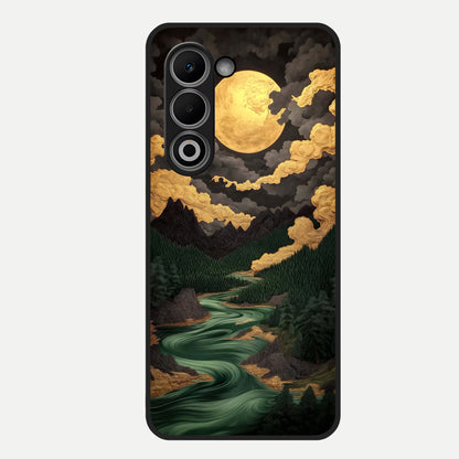  Golden River Moon Glass Case For Oppo A5 5G back cover – full design glossy printed glass finish