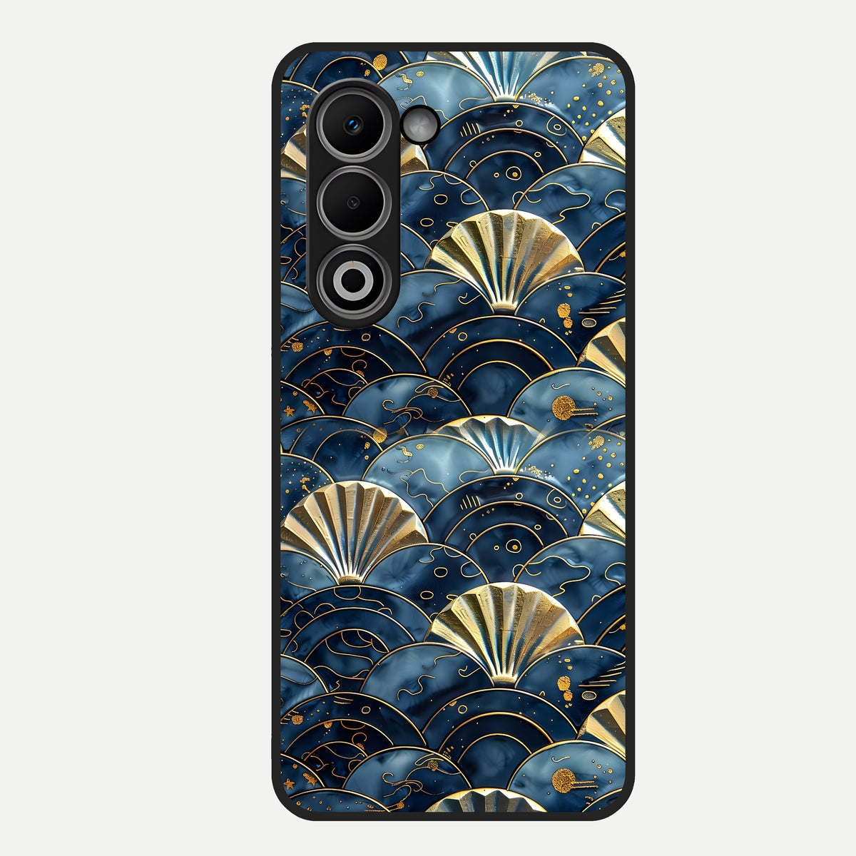  Golden Wave Luxe Glass Case For Oppo A5 5G back cover – full design glossy printed glass finish