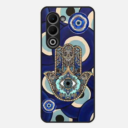  Hamsa Divine Guard Glass Case For Oppo A5 5G back cover – full design glossy printed glass finish