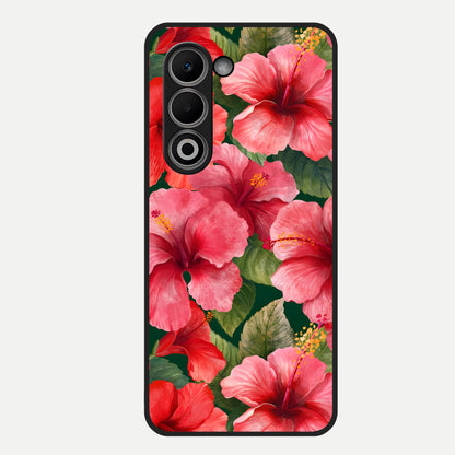 Hibiscus Pattern Glass Case For Oppo A5 5G back cover – full design glossy printed glass finish