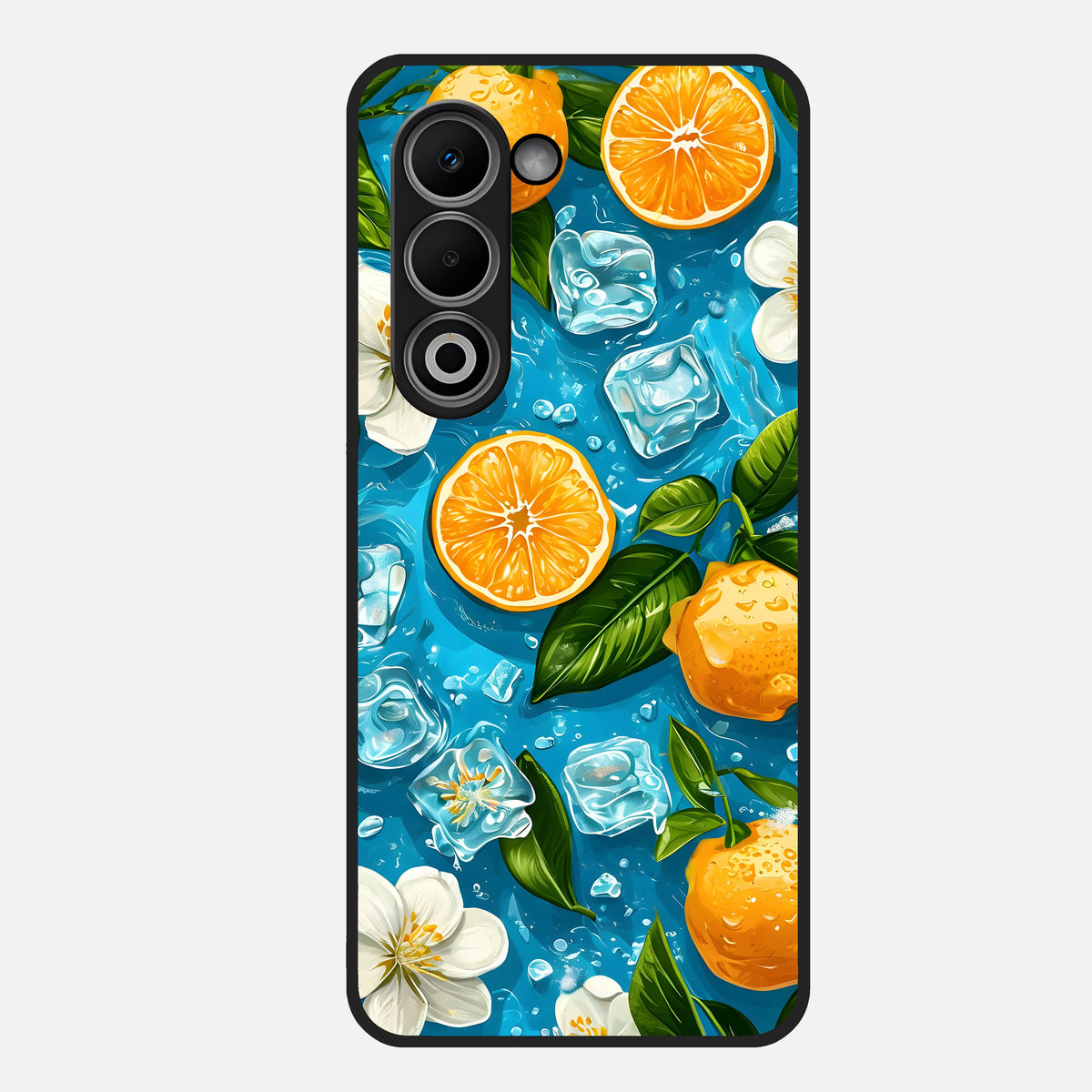  Ice Cube With Orange Glass Case For Oppo A5 5G back cover – full design glossy printed glass finish