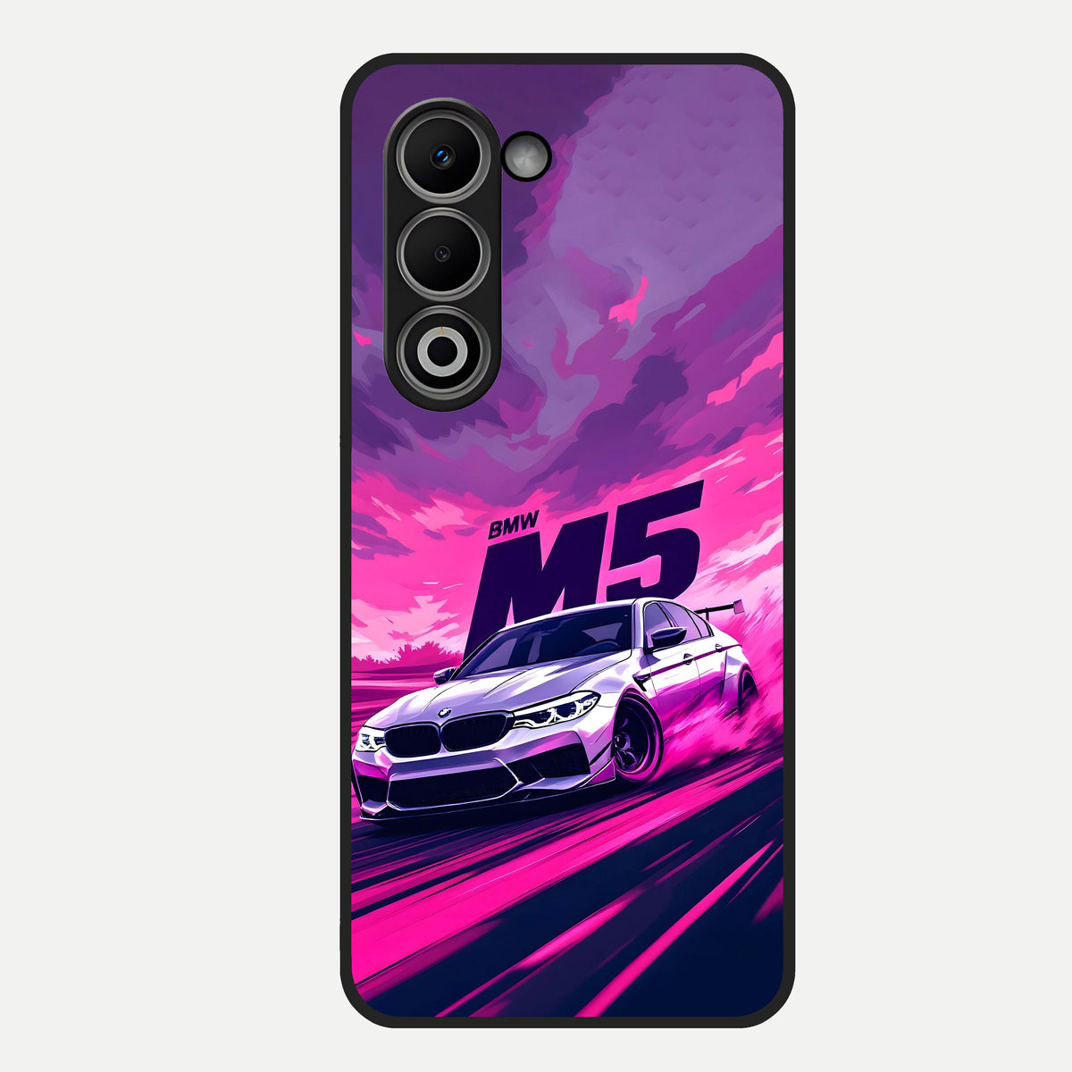  MS Neon Car Glass Case For Oppo A5 5G back cover – full design glossy printed glass finish