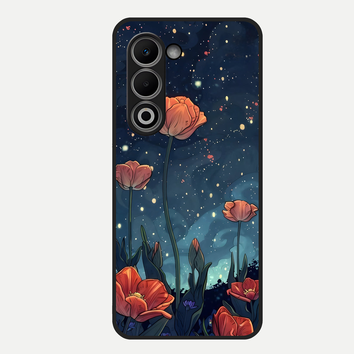  Midnight Tulip Glow Glass Case For Oppo A5 5G back cover – full design glossy printed glass finish