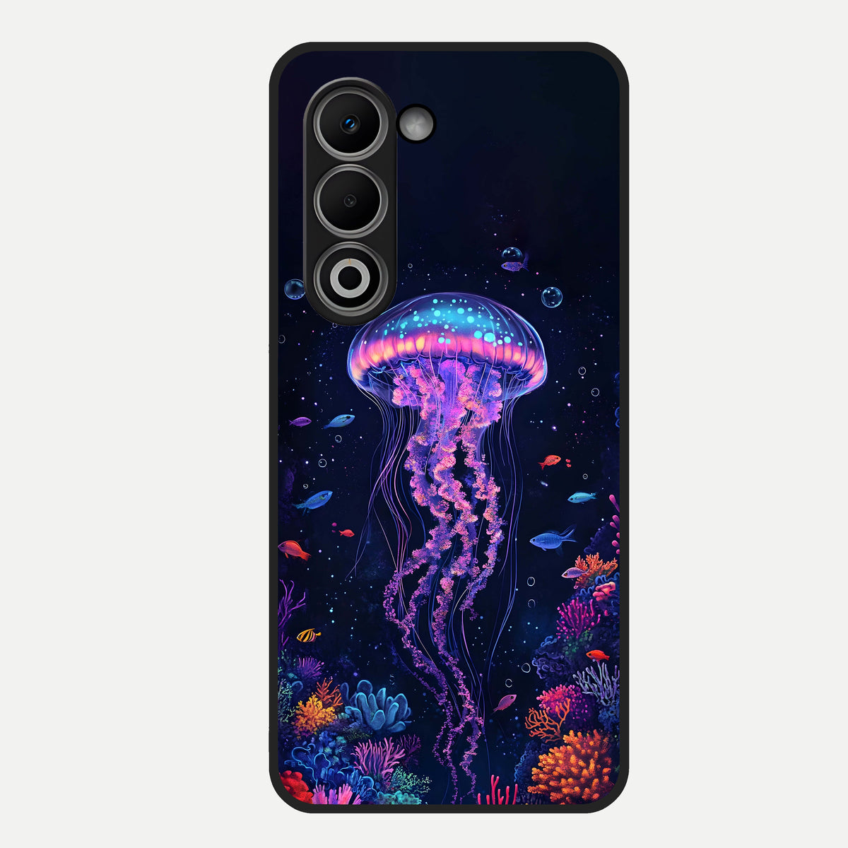  Neon Jellyfish Glass Case For Oppo A5 5G back cover – full design glossy printed glass finish