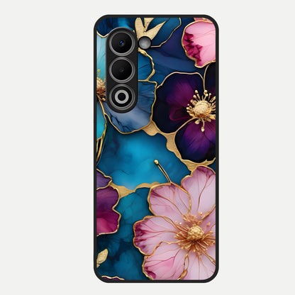  Sparkle Floral Glass Case For Oppo A5 5G back cover – full design glossy printed glass finish