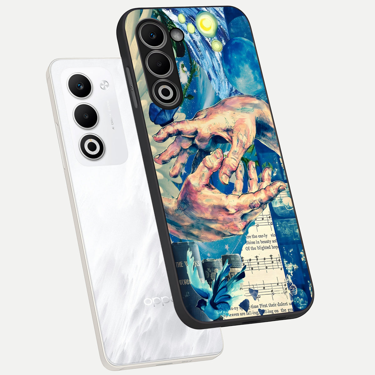  Aesthetic Divider phone case For Oppo A5 5G showing premium glass back cover with detailed artwork