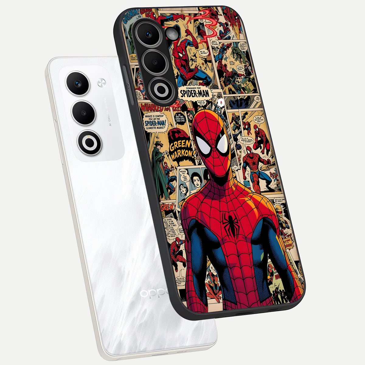  Aesthetic Spider phone case For Oppo A5 5G showing premium glass back cover with detailed artwork
