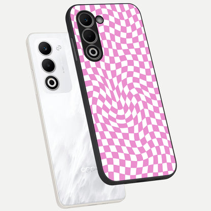  Bubblegum Check Wave phone case For Oppo A5 5G showing premium glass back cover with detailed artwork