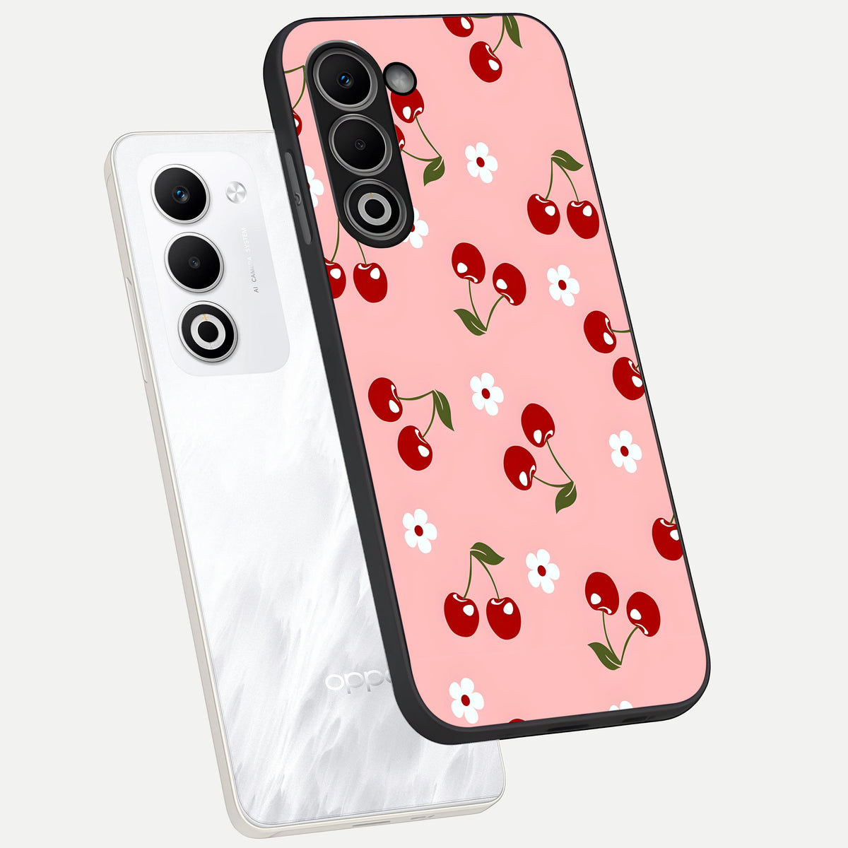  Cherry Love Mood phone case For Oppo A5 5G showing premium glass back cover with detailed artwork