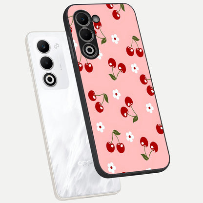  Cherry Love Mood phone case For Oppo A5 5G showing premium glass back cover with detailed artwork