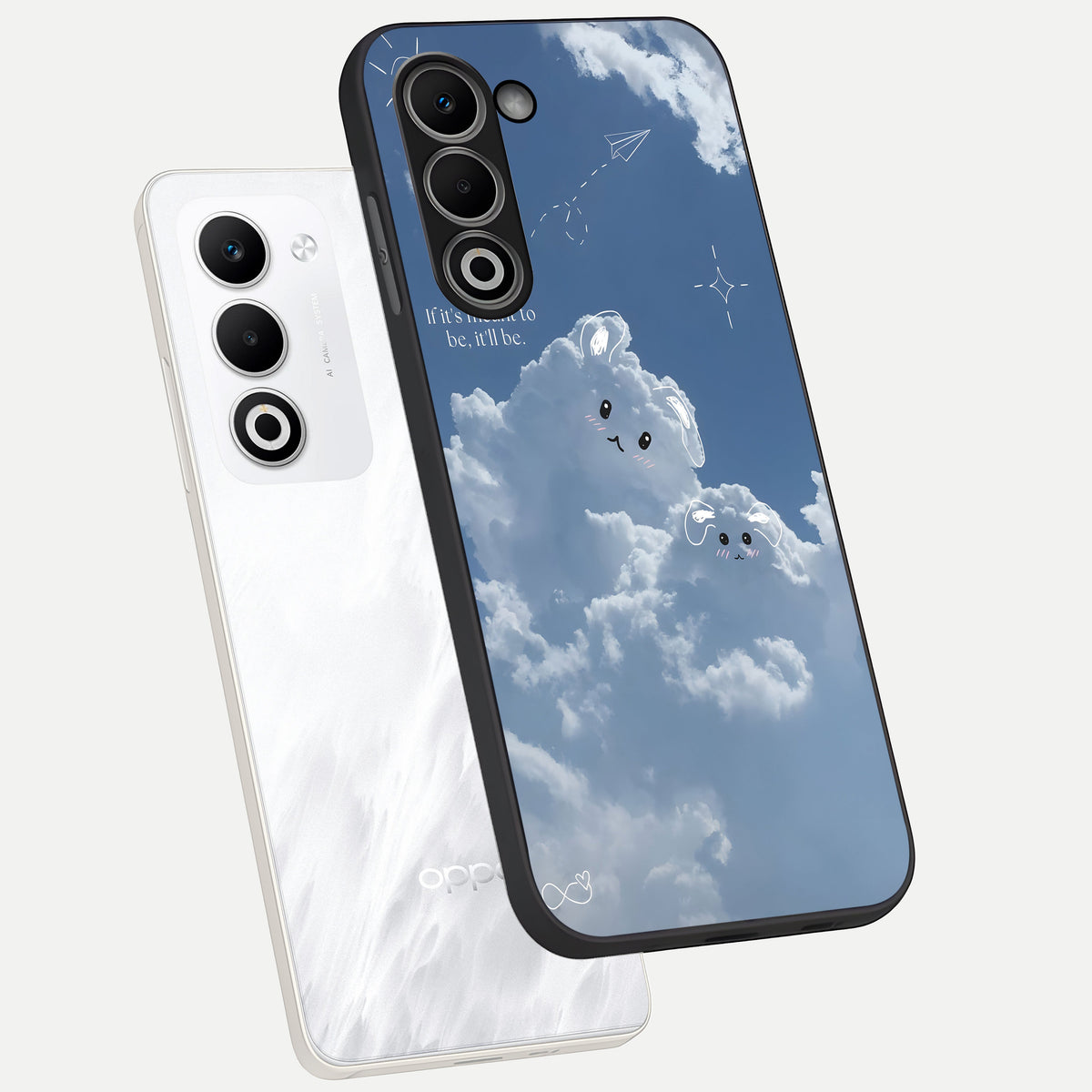  Cloud Bunny Dreams phone case For Oppo A5 5G showing premium glass back cover with detailed artwork