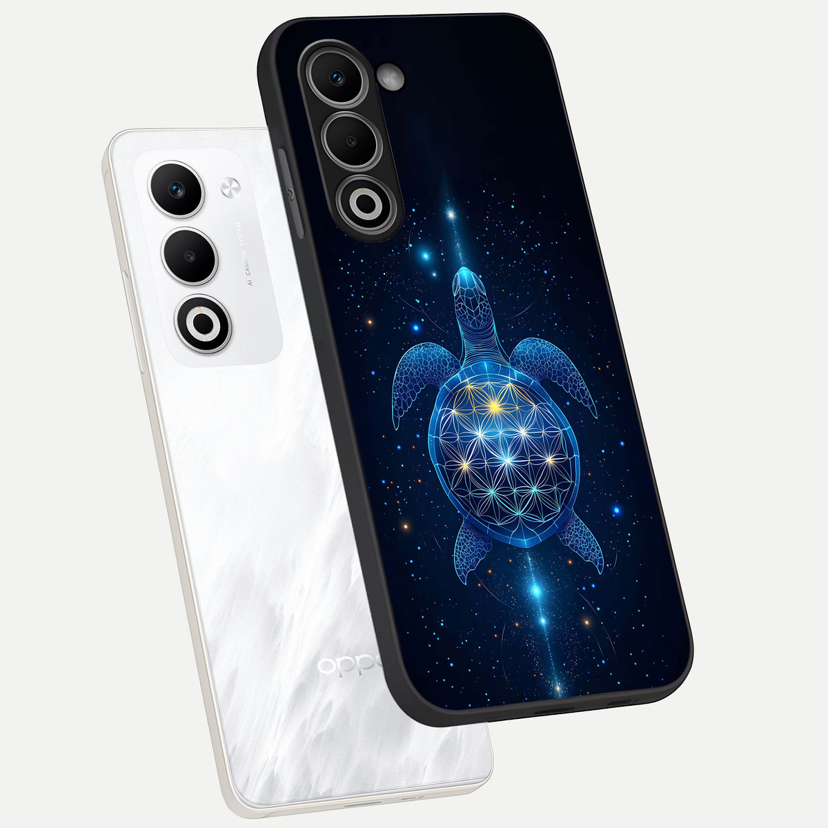  Crimson Blue Turtle phone case For Oppo A5 5G showing premium glass back cover with detailed artwork