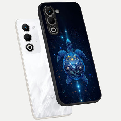  Crimson Blue Turtle phone case For Oppo A5 5G showing premium glass back cover with detailed artwork
