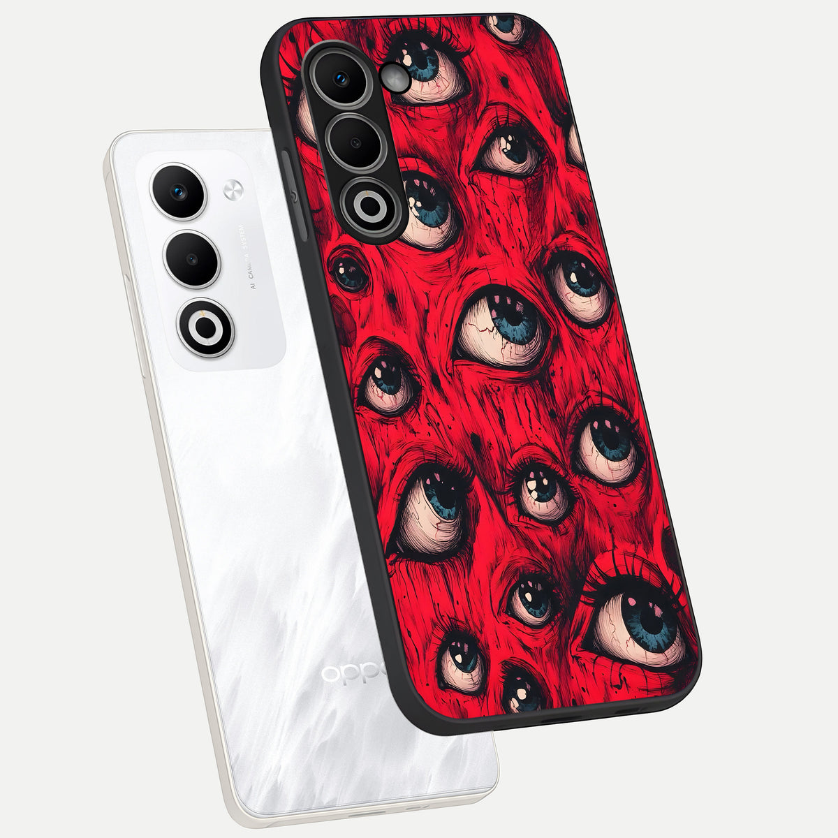  Crimson Watch Eyes phone case For Oppo A5 5G showing premium glass back cover with detailed artwork