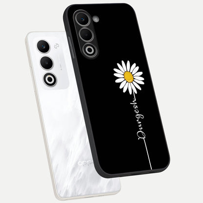  Custom Name White Flower phone case For Oppo A5 5G showing premium glass back cover with detailed artwork