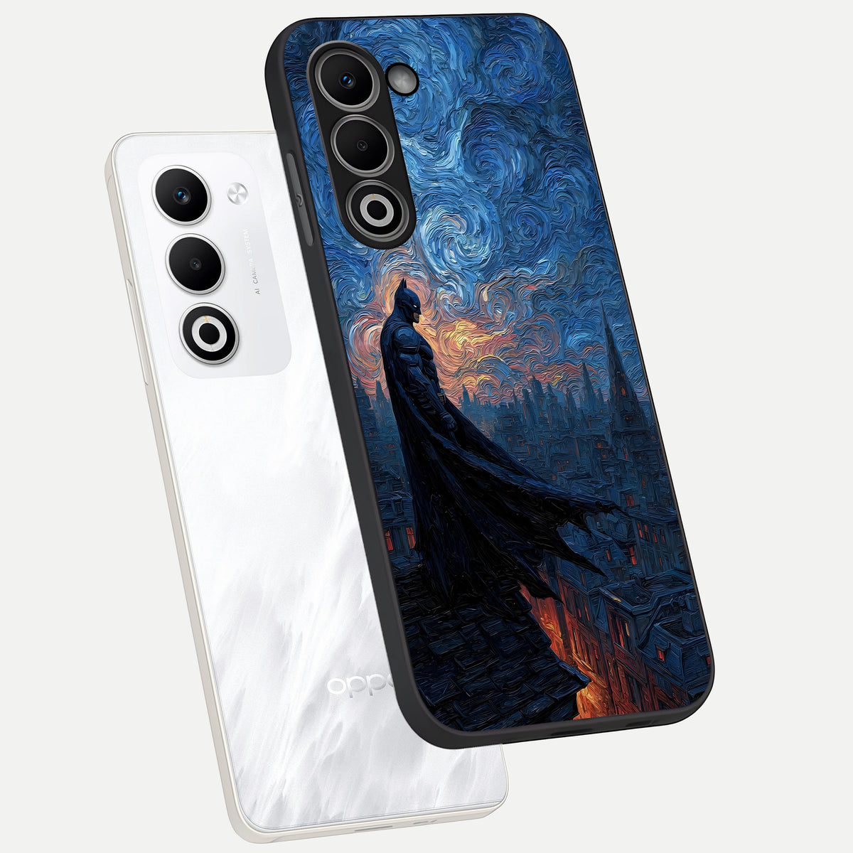 Dark Knight Dusk phone case For Oppo A5 5G showing premium glass back cover with detailed artwork