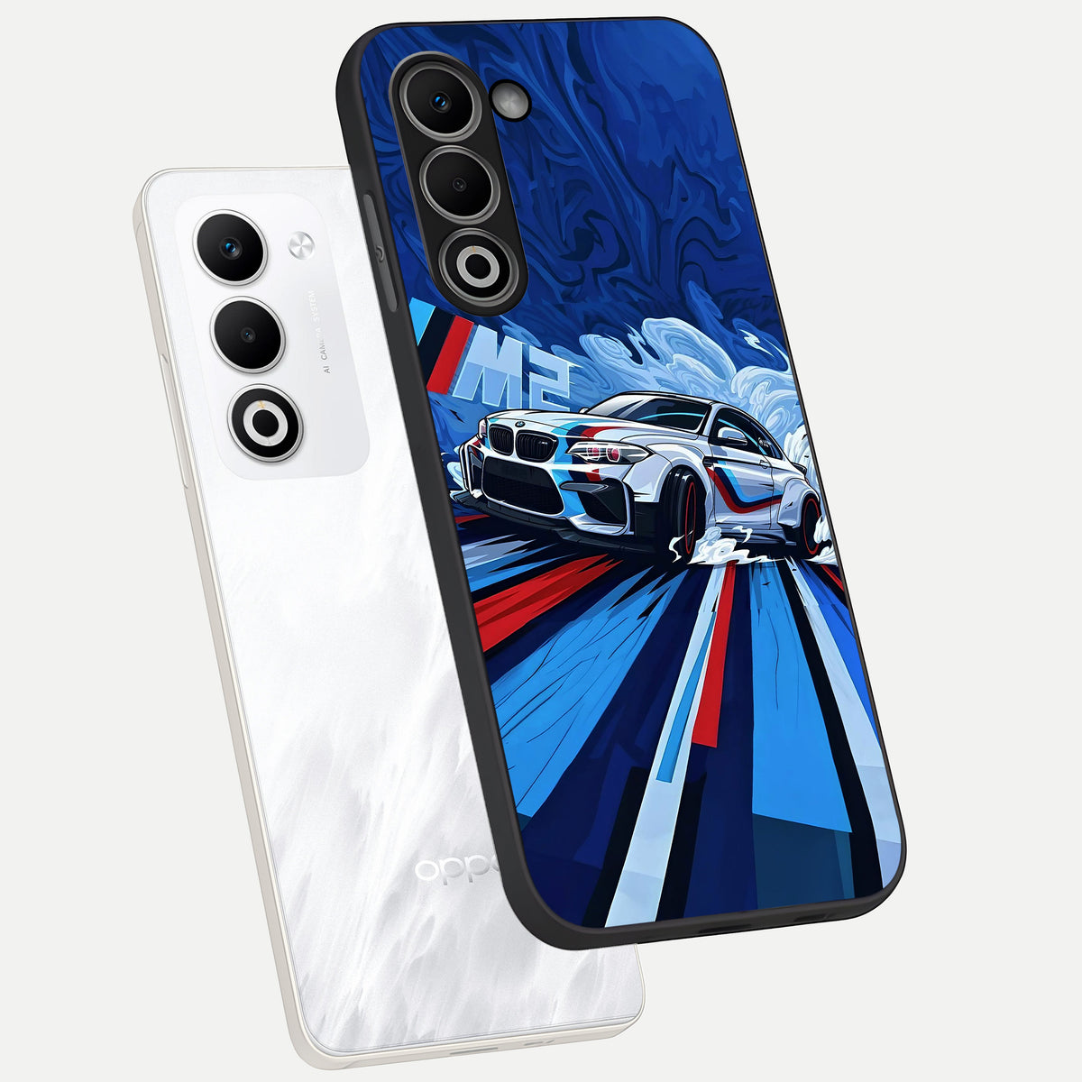  Drift Power Rush phone case For Oppo A5 5G showing premium glass back cover with detailed artwork