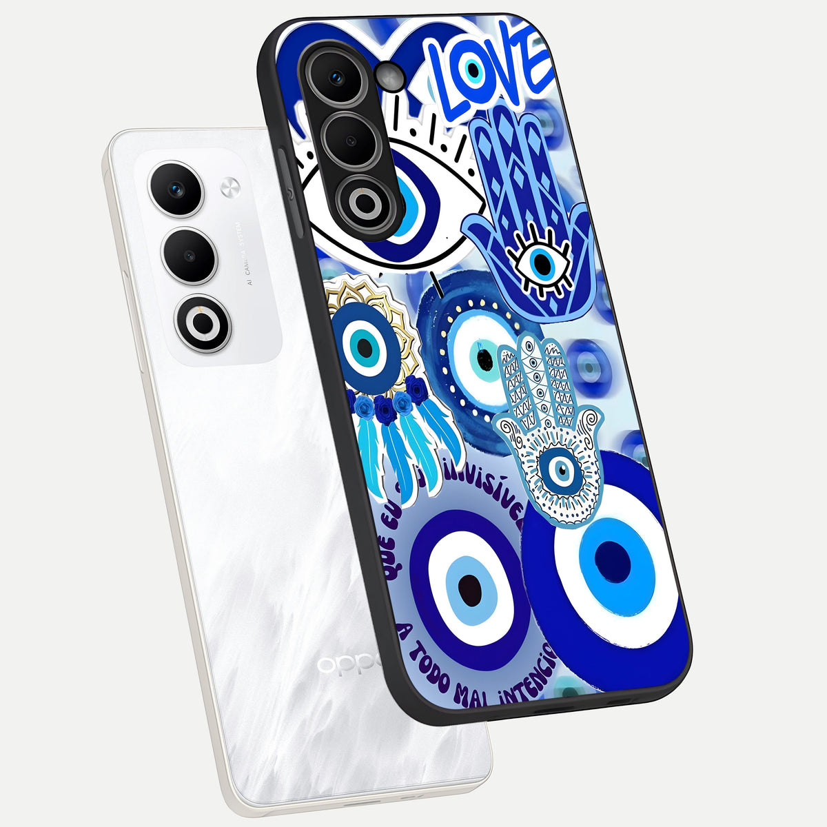  Evil Eyes Dream phone case For Oppo A5 5G showing premium glass back cover with detailed artwork