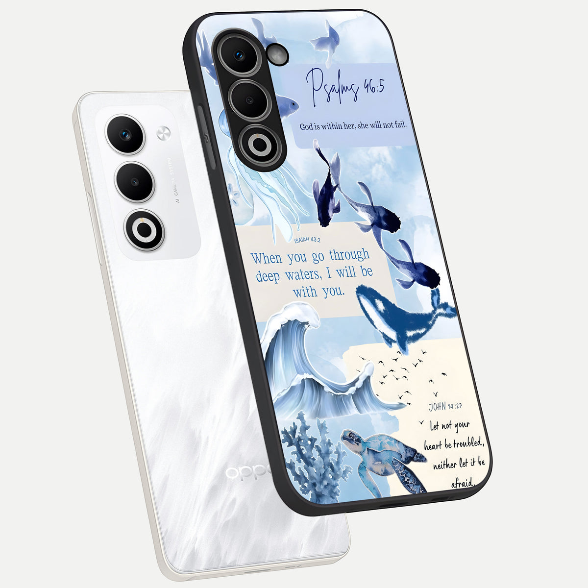  Faithful Ocean Promise phone case For Oppo A5 5G showing premium glass back cover with detailed artwork