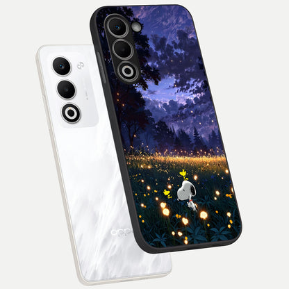  Firefly Meadow Magic phone case For Oppo A5 5G showing premium glass back cover with detailed artwork