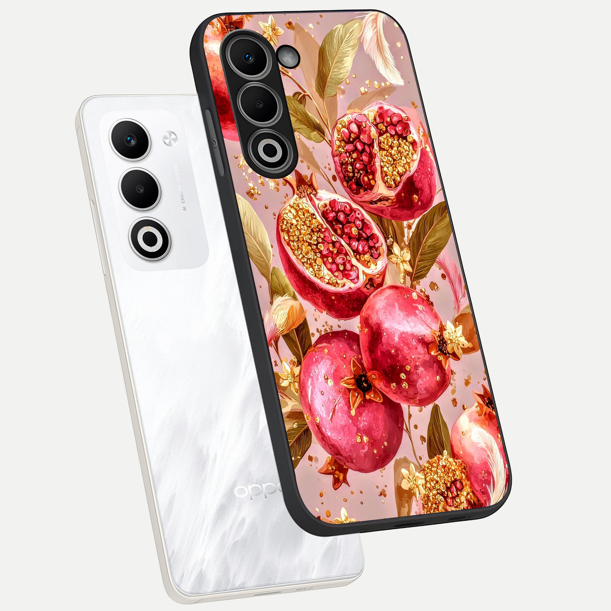  Golden Bloom Glow phone case For Oppo A5 5G showing premium glass back cover with detailed artwork