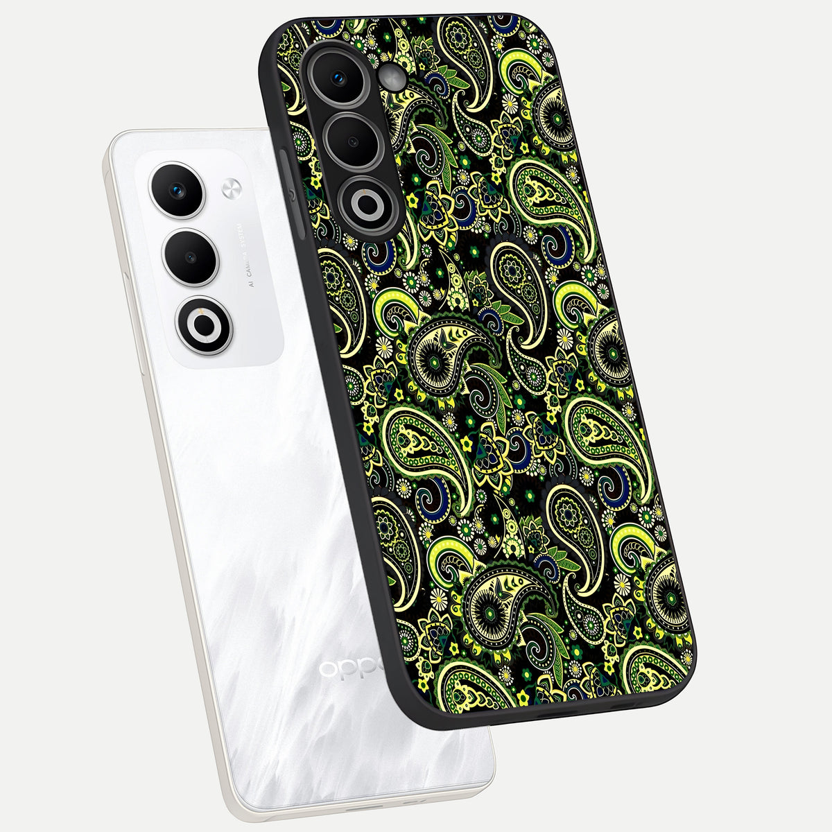  Green Lemon phone case For Oppo A5 5G showing premium glass back cover with detailed artwork