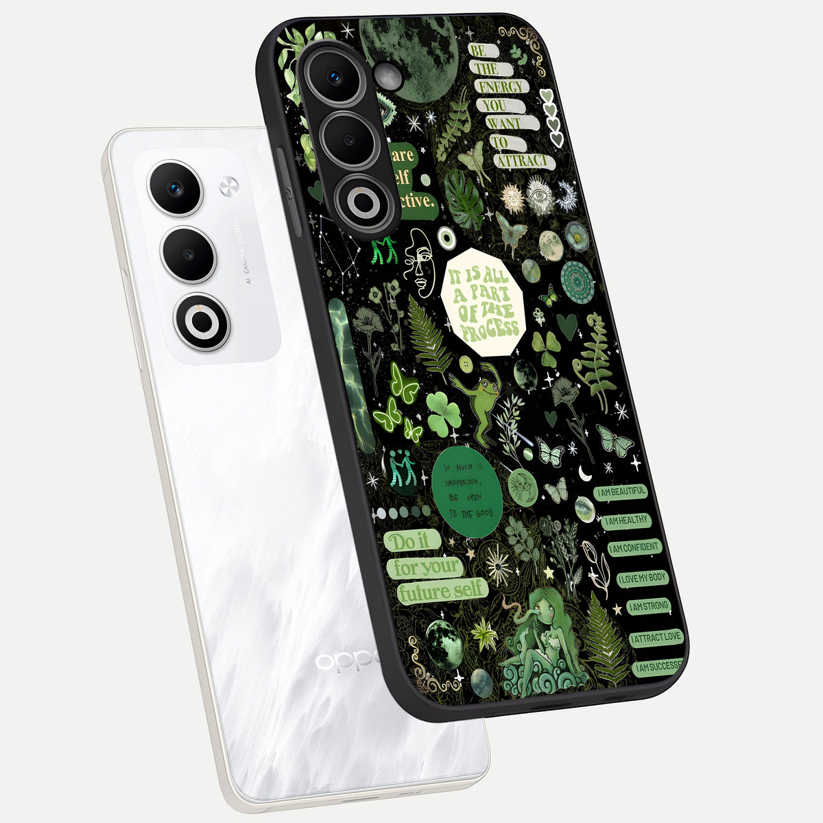  Green Mandala Pattern phone case For Oppo A5 5G showing premium glass back cover with detailed artwork