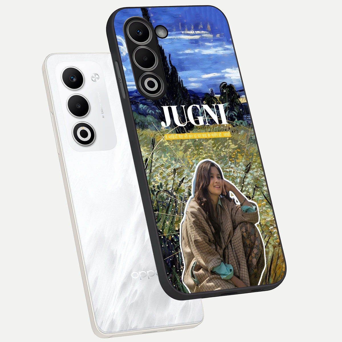  Jugni Soul Vibes phone case For Oppo A5 5G showing premium glass back cover with detailed artwork