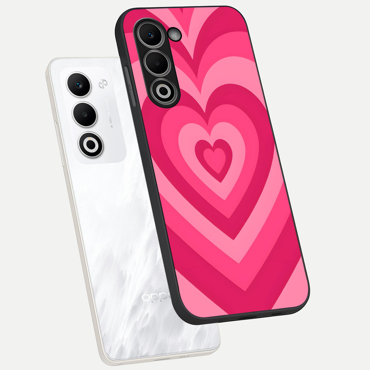  Layered Love Hearts phone case For Oppo A5 5G showing premium glass back cover with detailed artwork