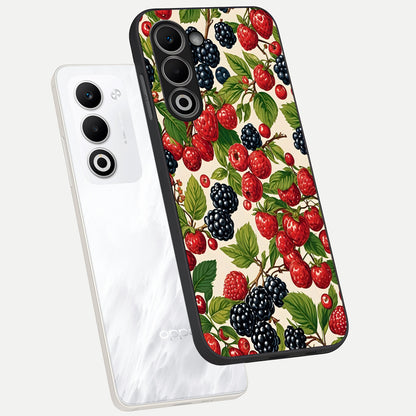  Mixed Berry Collage phone case For Oppo A5 5G showing premium glass back cover with detailed artwork