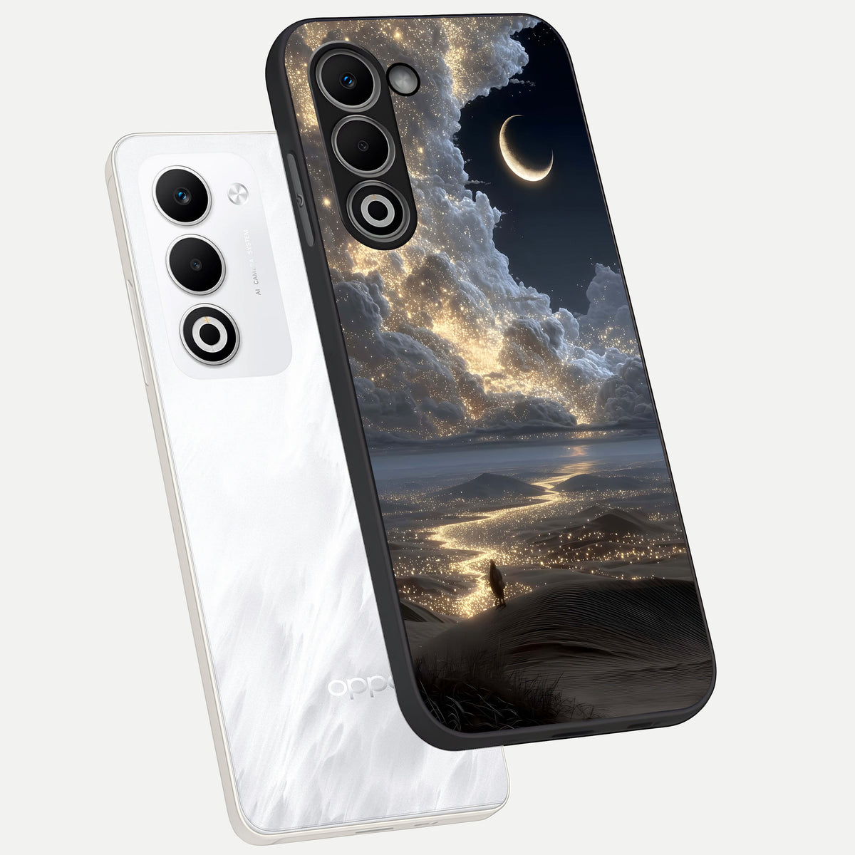 Moonlight Spark Path phone case For Oppo A5 5G showing premium glass back cover with detailed artwork