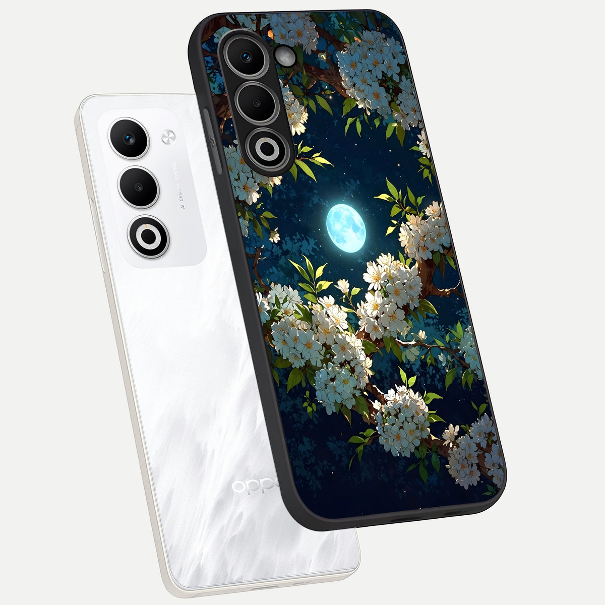  Moonlit Blossom Dream phone case For Oppo A5 5G showing premium glass back cover with detailed artwork