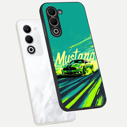  Mustang Bang phone case For Oppo A5 5G showing premium glass back cover with detailed artwork