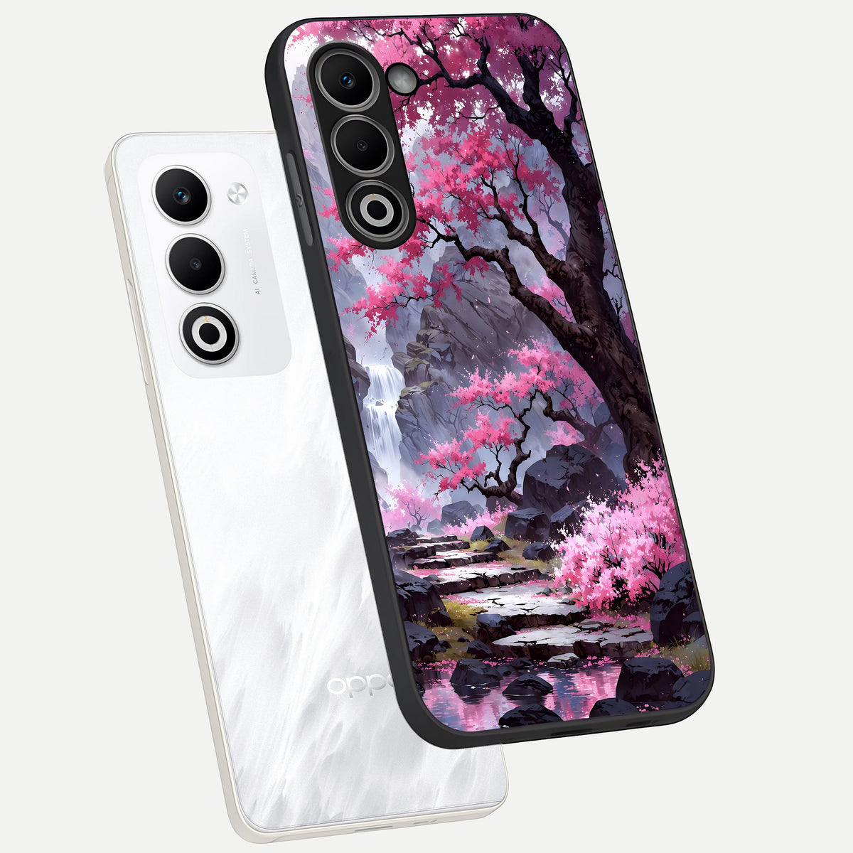  Pink Sunflower Glow phone case For Oppo A5 5G showing premium glass back cover with detailed artwork