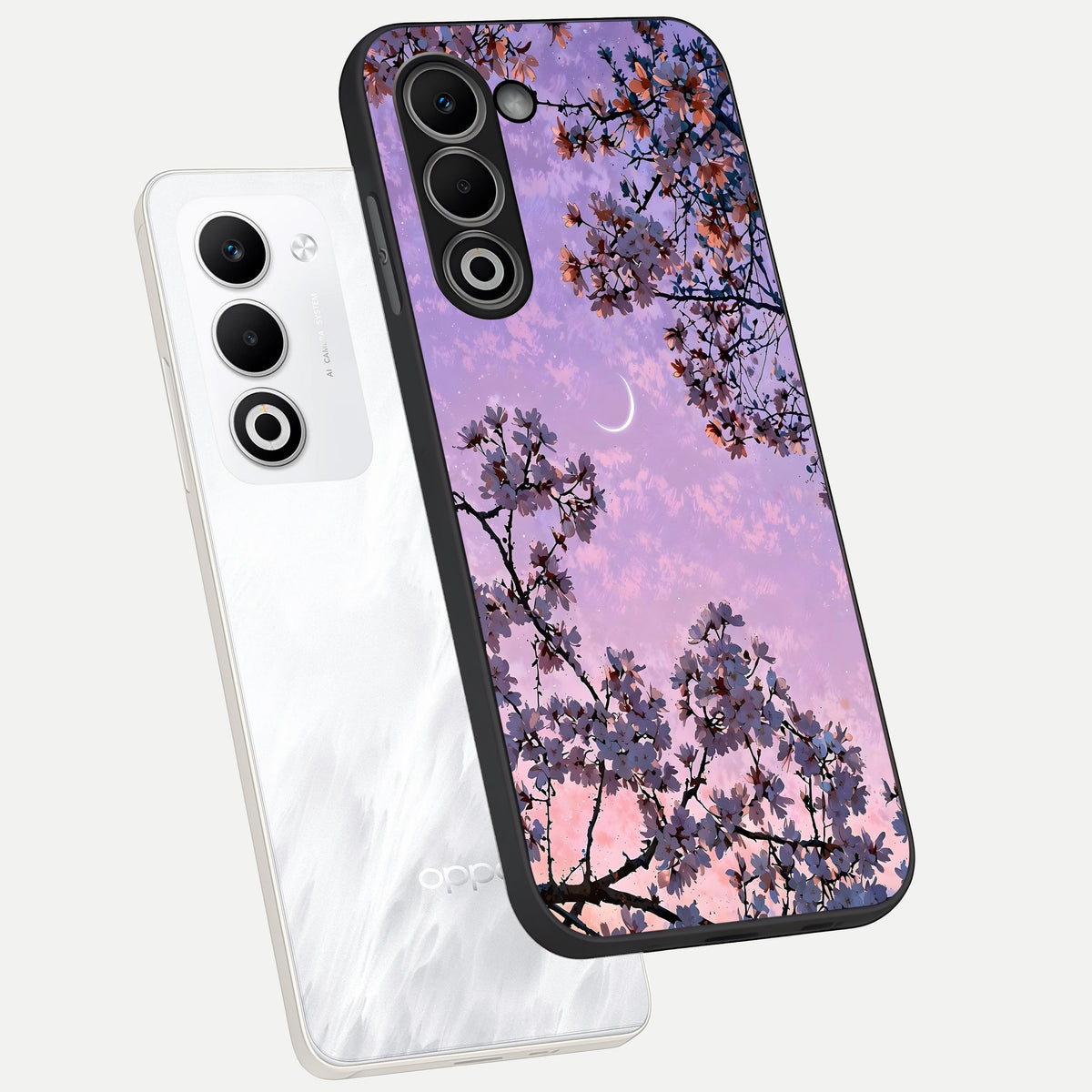  Purple Serenity Moon phone case For Oppo A5 5G showing premium glass back cover with detailed artwork