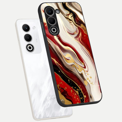  Red And White Marble phone case For Oppo A5 5G showing premium glass back cover with detailed artwork