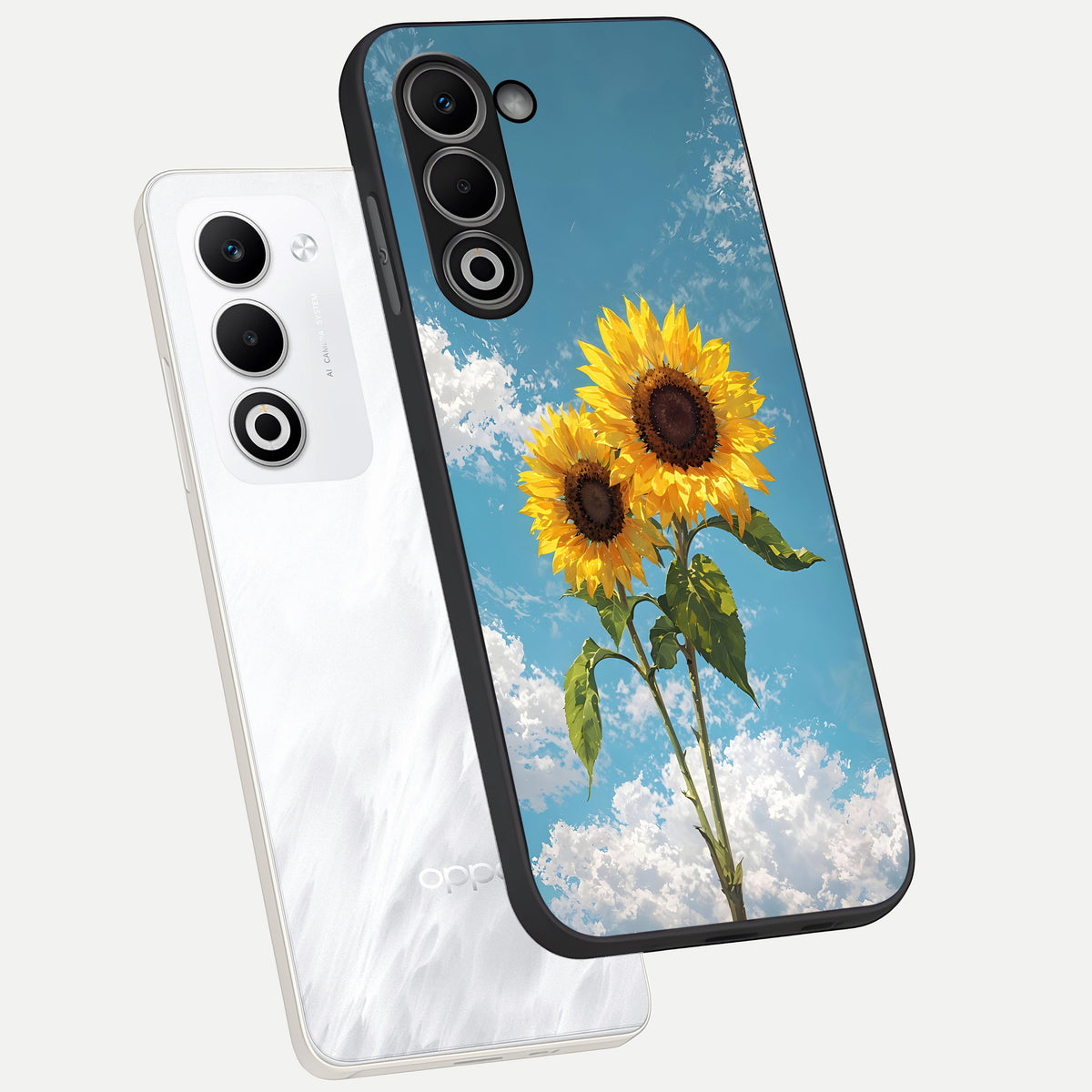  Sunlit Daisy Glow phone case For Oppo A5 5G showing premium glass back cover with detailed artwork