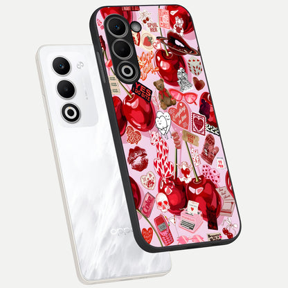  Sweet Cherry Chaos phone case For Oppo A5 5G showing premium glass back cover with detailed artwork