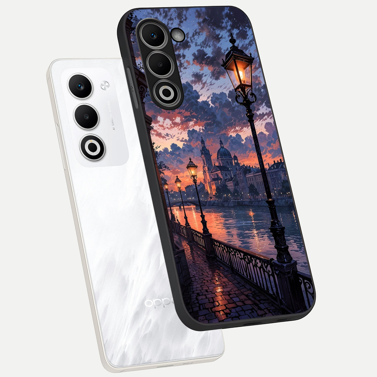  Twilight River Lights phone case For Oppo A5 5G showing premium glass back cover with detailed artwork