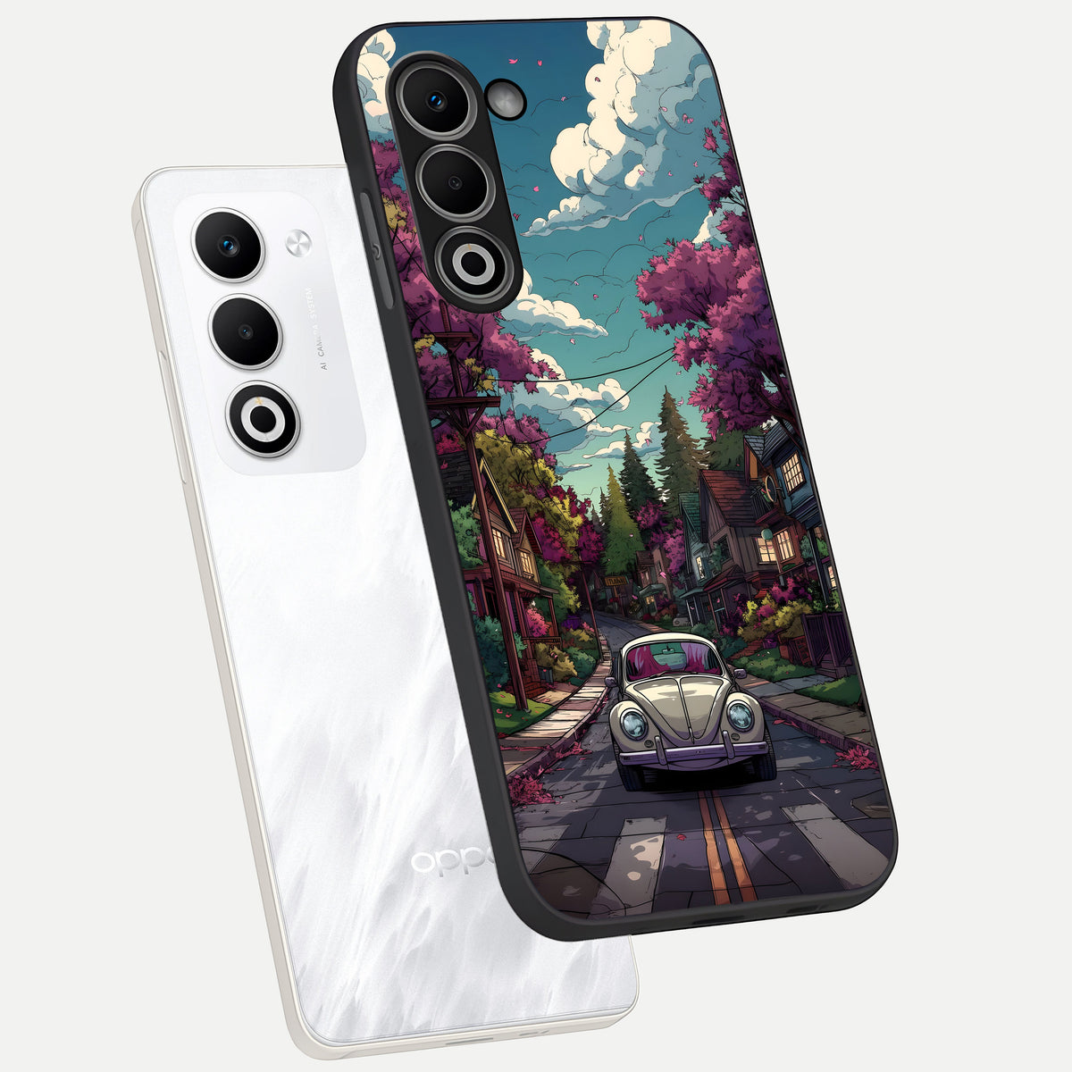  Vintage Street Drive phone case For Oppo A5 5G showing premium glass back cover with detailed artwork