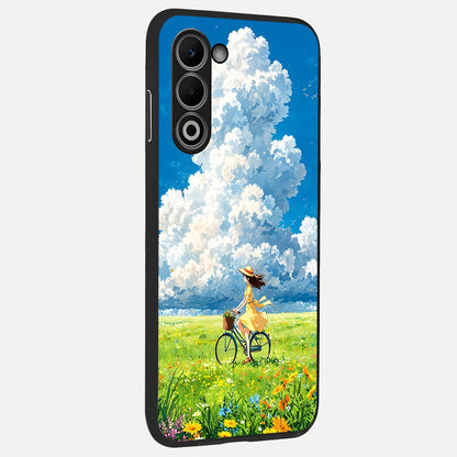  Breezy Meadow Ride back cover For Oppo A5 5G slim fit glass case with vibrant aesthetic design