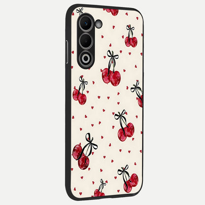  Cherry Heart Bow back cover For Oppo A5 5G slim fit glass case with vibrant aesthetic design
