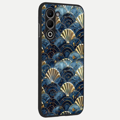  Golden Wave Luxe back cover For Oppo A5 5G slim fit glass case with vibrant aesthetic design