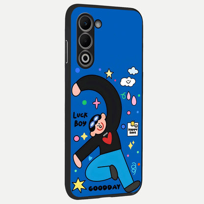  Happy Luck Vibe back cover For Oppo A5 5G slim fit glass case with vibrant aesthetic design
