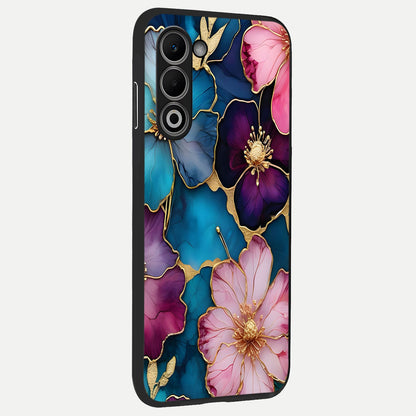  Sparkle Floral back cover For Oppo A5 5G slim fit glass case with vibrant aesthetic design