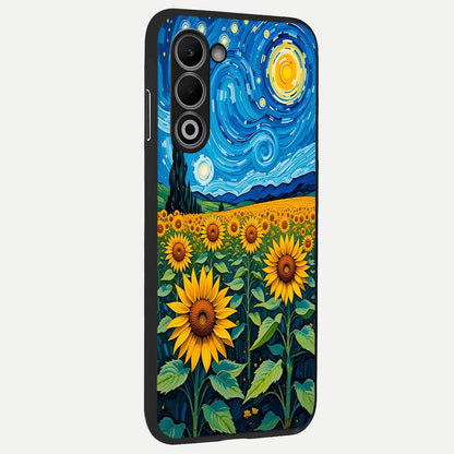  Starry Sunflower Dreams back cover For Oppo A5 5G slim fit glass case with vibrant aesthetic design