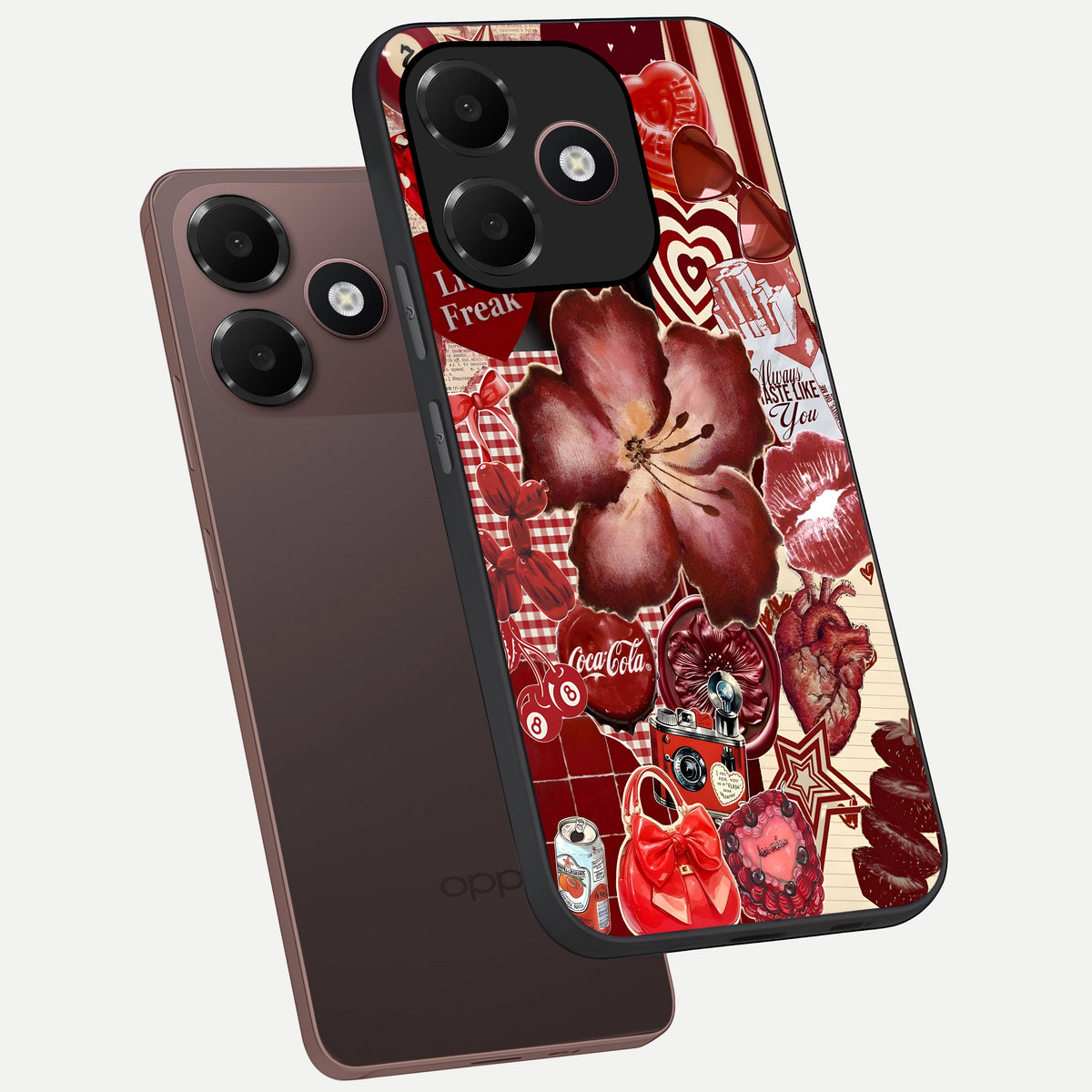  Aesthetic Little Freak phone case For Oppo A6C 5G showing premium glass back cover with detailed artwork